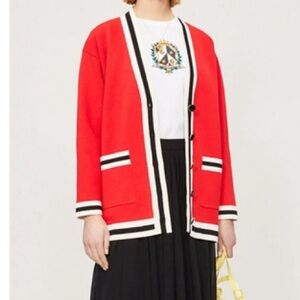 Sandro Johanna Striped-trim Cardigan In Red
Long Cardigan With Printed Lining